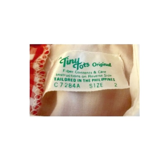 A Tiny Tots Original VTG Girl’s Gingham Embroidered Ruffle Circle Skirt Dress - Picture 8 of 8